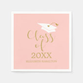 2021年クラスGrad Cap金ゴールドグリッター書道N スタンダードカクテルナプキン (正面)