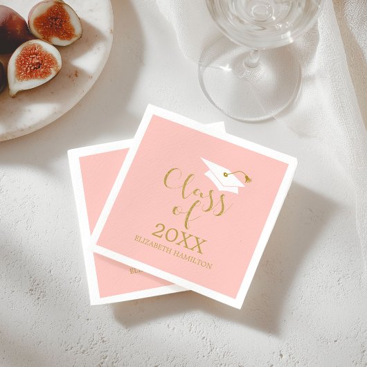 2021年クラスGrad Cap金ゴールドグリッター書道N スタンダードカクテルナプキン