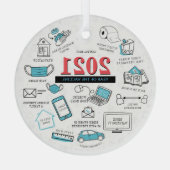 2021年クリスマスコビデ記念品ワクチン年度 ガラスオーナメント (裏面)