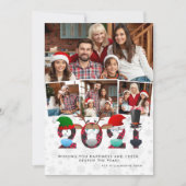 2021年クリスマス | おもしろい顔マスクとプレイド4枚の写真 シーズンカード (正面)