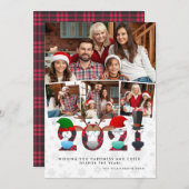 2021年クリスマス | おもしろい顔マスクとプレイド4枚の写真 シーズンカード (正面/裏面)