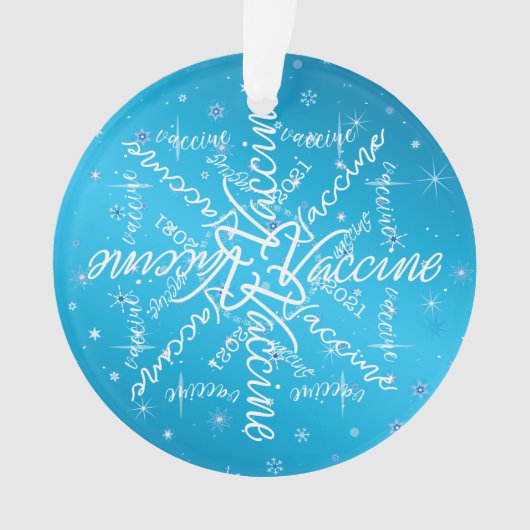 2021年クリスマスCovidワクチンスノーフレークタイポグラフィ オーナメント (正面)