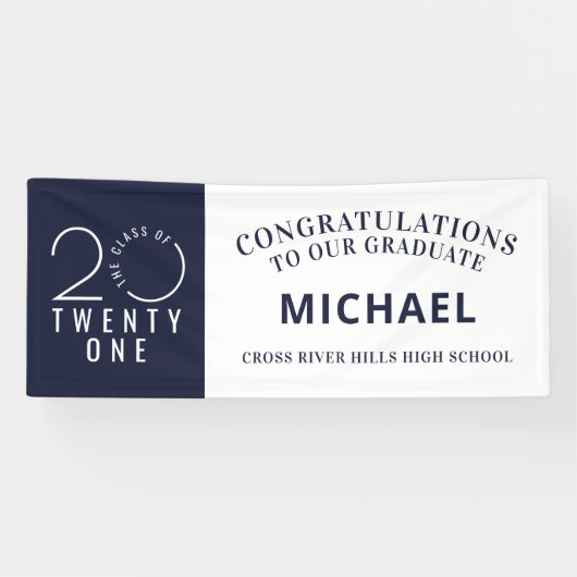 2021年スタイリッシュネイビーブルーの卒業クラス 横断幕 (横)