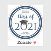 2021年ネイビシンプルーエレガントブルー卒業クラス シール (シート)