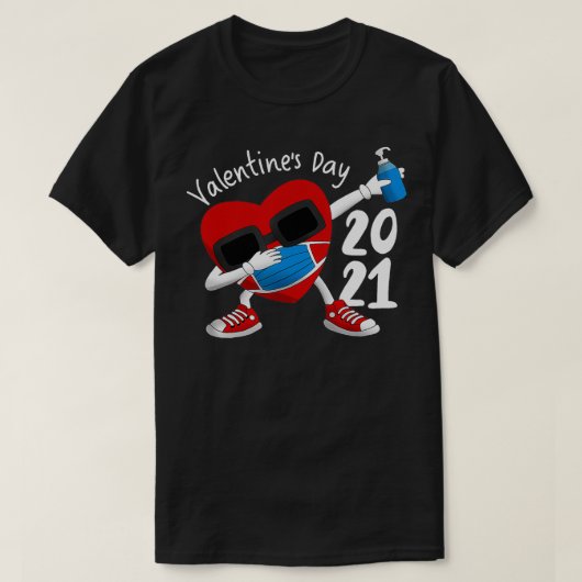 2021年バレンタインデーハートとマスクとsa tシャツ (デザイン正面)