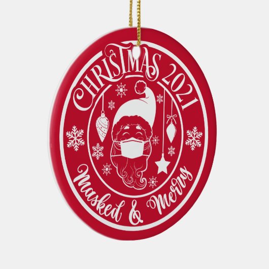 2021年パーソナライズされた仮面とメリークリスマス セラミックオーナメント (右)