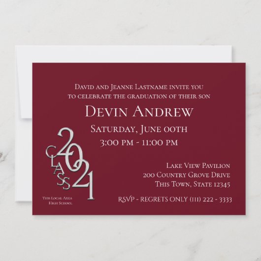 2021年ブルゴーニュ写真卒業招待状 招待状 (裏面)