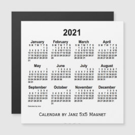 2021年ホワイトカレンダー(Janz 5x5 Magnet)