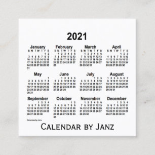 2021年ホワイトカレンダー(Janz Square名刺) スクエア名刺