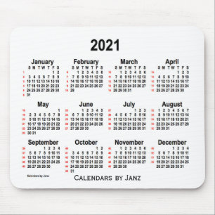2021年ホワイト52週間カレンダー(Janz) マウスパッド