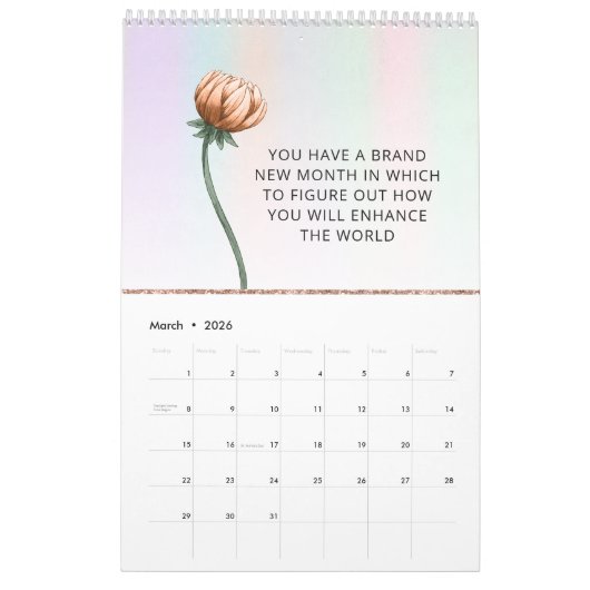 2021年ボスレディやる気を起こさせる引用文 カレンダー (3月 2026)