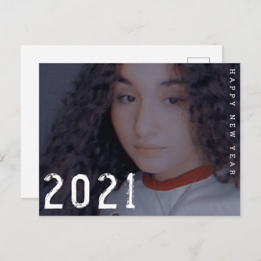 2021年ミニマルな新年の写真カード ポストカード (正面/裏面)