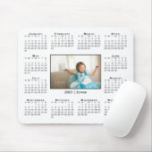 2021年モダンの予定表写真と名前を白で表示 マウスパッド (マウス)