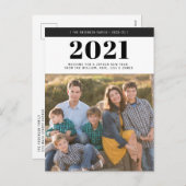 2021年モダンめでたい新年のタイポグラフィ写真はっきりした シーズンポストカード (正面/裏面)