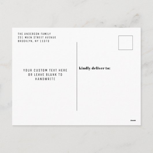 2021年モダンめでたい新年のタイポグラフィ写真はっきりした シーズンポストカード (裏面)