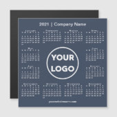 2021年モダンカレンダー会社ロゴ付きネイビーブルー (正面/裏面)