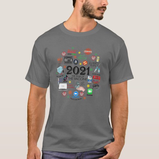 2021年ワクチン検疫クリスマス2021 Tシャツ (正面)
