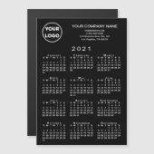 2021年予定表ビジネスロゴ文字ブラックマグネットカード (正面/裏面)
