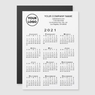 2021年予定表ビジネスロゴ文字ホワイトマグネットカード