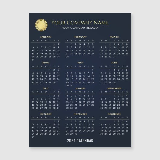 2021年会社カレンダー磁気カードを作成する (正面)