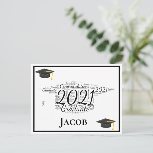 2021年卒業おめでとうワードアート ポストカード (スタンド正面)
