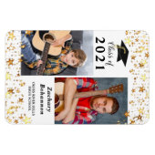 2021年卒業クラスの黒い金ゴールド星写真 マグネット (横)