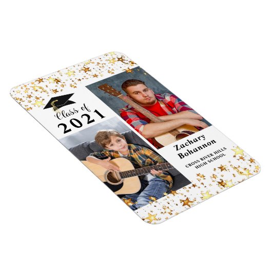 2021年卒業クラスの黒い金ゴールド星写真 マグネット (右側)