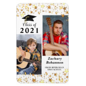 2021年卒業クラスの黒い金ゴールド星写真 マグネット (縦)