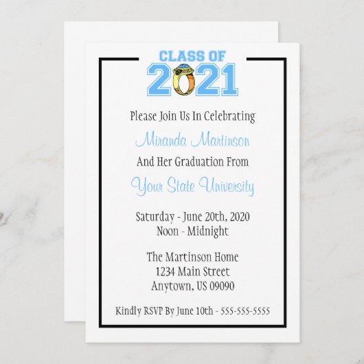 2021年卒業招待状類(青リングや輪) 招待状 (正面/裏面)