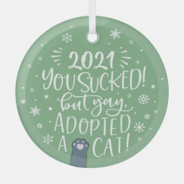 2021年吸もやい猫おもしろいグリーン記念 ガラスオーナメント