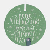 2021年吸もやい猫おもしろいグリーン記念 ガラスオーナメント (裏面)