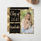 2021年大学院ブラックスクリプトと金ゴールド ノートカード (正面/裏面インサイチュ)