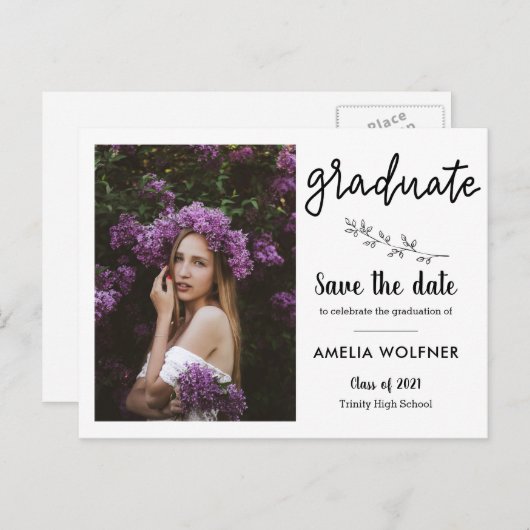 2021年大学院写真|日付の植物を保存 案内ポストカード (正面/裏面)