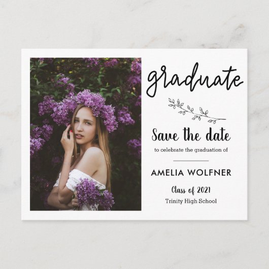 2021年大学院写真|日付の植物を保存  案内ポストカード (正面)