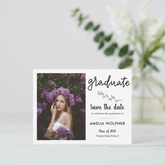 2021年大学院写真|日付の植物を保存  案内ポストカード (スタンド正面)