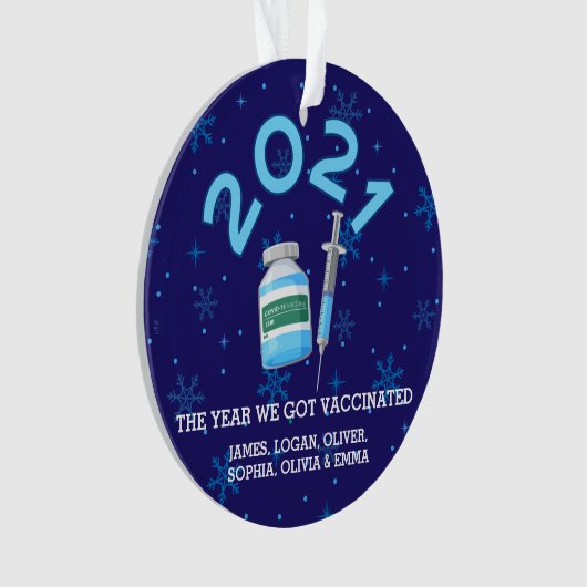 2021年家族パーソナライズされた名ワクチンのクリスマス オーナメント (正面)