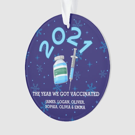 2021年家族パーソナライズされた名ワクチンのクリスマス オーナメント (正面)