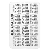 2021年度の月次カレンダー·クラシックホワイト/ブラック マグネット (縦)