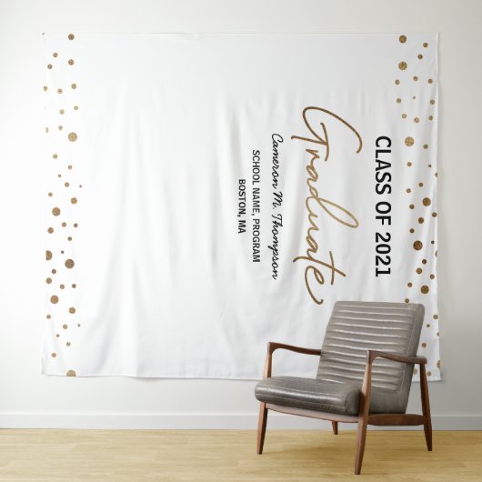 2021年度卒業生 ゴールド コンフェッティ 背景 卒業写真 タペストリー (インサイチュ(横))