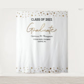 2021年度卒業生 ゴールド コンフェッティ 背景 卒業写真 タペストリー (正面)