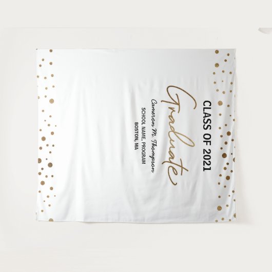 2021年度卒業生 ゴールド コンフェッティ 背景 卒業式装飾 タペストリー (正面(横))