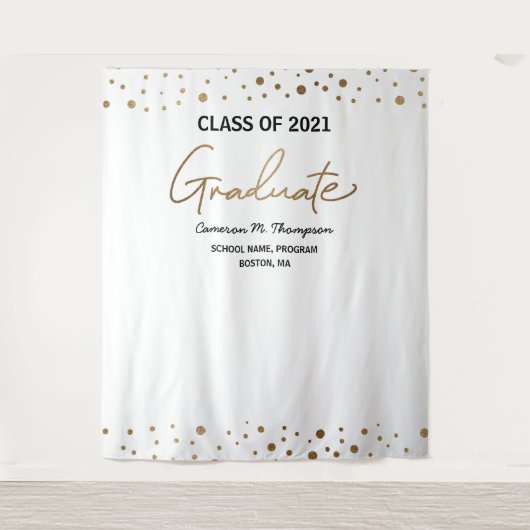 2021年度卒業生 ゴールド コンフェッティ 背景 卒業式装飾 タペストリー (正面)