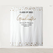 2021年度卒業生 ゴールド コンフェッティ 背景 卒業式 タペストリー (正面)