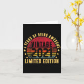 2021年度限定 ヴィンテージ 面白い4歳 4回目の誕生日 カード (黄色い花)