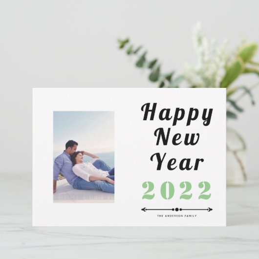 2021年新年おめでとはっきりしたうタイポグラフィ聖人写真 シーズンカード (スタンド正面)