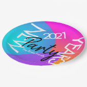 2021年新年パーティーネオンタイポグラフィ会社イベント ペーパープレート (アングル)