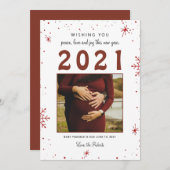 2021年新年ベビー発表スノーフレークかわいい シーズンカード (正面/裏面)