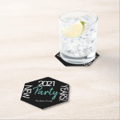 2021年新年ホワイトティール（緑がかった色）タイポグラフィパーティー ペーパーコースター (インサイチュ)