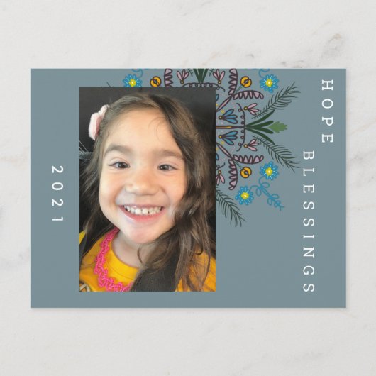 2021年新年手描き植物園 ポストカード (正面)