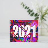 2021年新年液体トリップ(幻覚体験)のようなフォントはっきりしたレッドブルー ポストカード (スタンド正面)